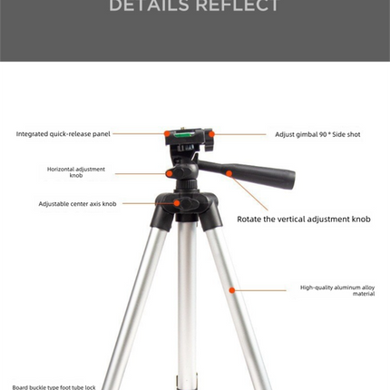 3120 Black Camera & Phone Tripod Stand - 110cm Lightweight Aluminium Portable Travel Mount with 3-Way Head & Universal Smartphone Holder - Adjustable Vlogging Gear - Black