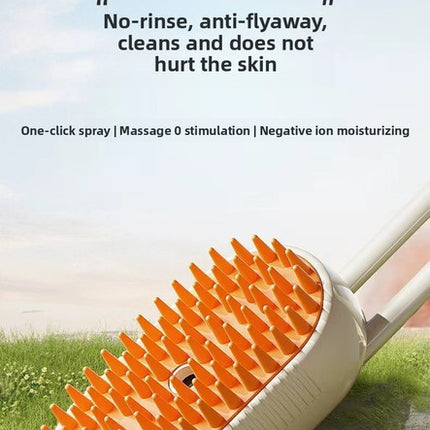 3 in 1 Electric Pet Spray Comb with Rotatable Handle Anti Static Grooming Brush for Cats and Dogs Massage Deshedding Tool Khaki
