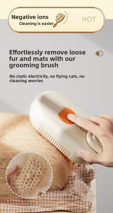 2 Packs 3 in 1 Electric Pet Spray Comb with Rotatable Handle Anti Static Grooming Brush for Cats and Dogs Massage Deshedding Tool Khaki and White