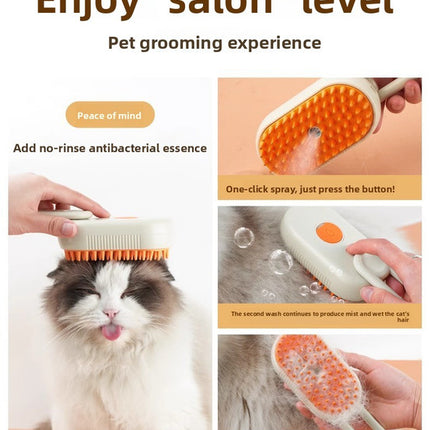 2 Packs 3 in 1 Electric Pet Spray Comb with Rotatable Handle Anti Static Grooming Brush for Cats and Dogs Massage Deshedding Tool Khaki and White