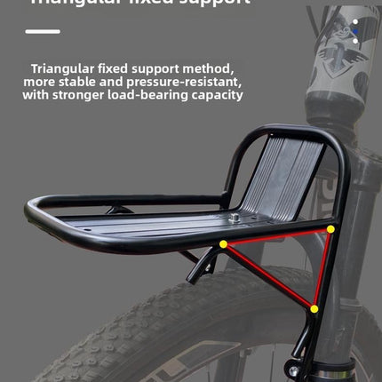 Aluminium Alloy Bicycle Front Rack Carrier Heavy Duty Fork Mount Cargo Shelf for MTB Mountain Bike Disc and V-Brake Touring Black
