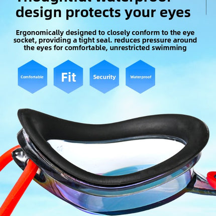Red Swimming Goggles Mirrored Anti-Fog UV Protection Waterproof HD Silicone Seal Swim Glasses for Men Women Training