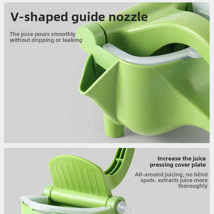 Manual Fruit Juicer Hand Press Citrus Squeezer Lemon Orange Lime Extractor Portable Food Grade PP Green Easy Clean Detachable for Home Camping