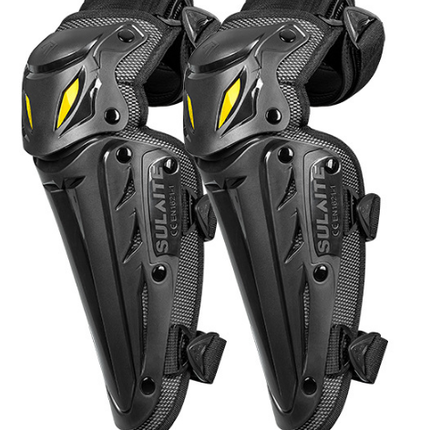 SULAITE CE Level 1 Certified Motorcycle Knee Pads Long Shin Guards Silver Hard Shell Armour Quick Release Adjustable for Motocross Dirt Bike