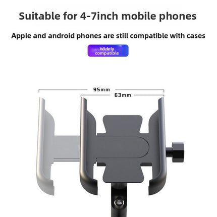 Universal Aluminium Motorcycle Phone Holder Handlebar Mount 360 Rotation Anti-Shake CNC Metal for Bike Scooter 4-7 Inch Phones Black