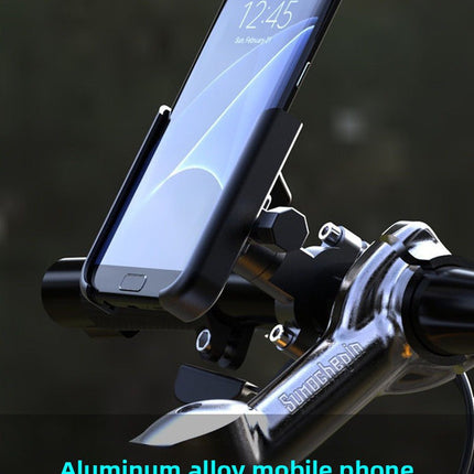Universal Aluminium Motorcycle Phone Holder Handlebar Mount 360 Rotation Anti-Shake CNC Metal for Bike Scooter 4-7 Inch Phones Black