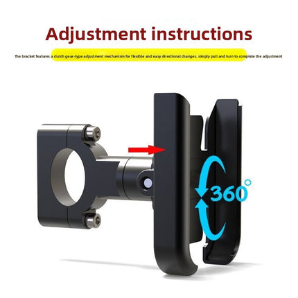Universal Aluminium Motorcycle Phone Holder Handlebar Mount 360 Rotation Anti-Shake CNC Metal for Bike Scooter 4-7 Inch Phones Black