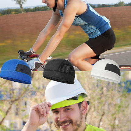 Cooling Mesh Skull Cap Helmet Liner Sweat Wicking Quick Dry Beanie Grey for Cycling Motorbike Running Hard Hat One Size