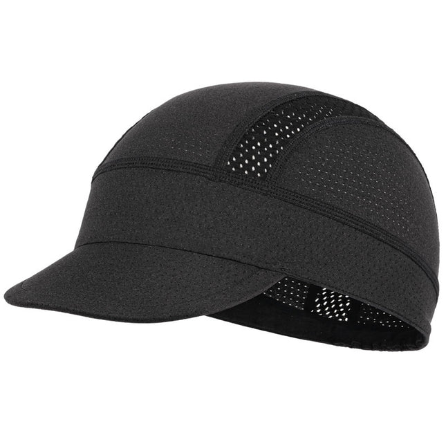 Black Mesh Cycling Cap Under Helmet Liner Breathable Skull Cap with Flip Up Brim Sun Shade Moisture Wicking