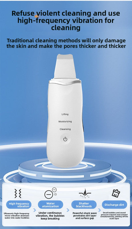 Ultrasonic Skin Scrubber Facial Spatula Blackhead Remover & Pore Cleaner with Ion EMS Lifting Mode – product detail