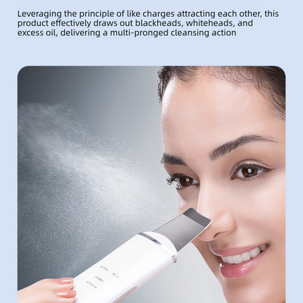 Ultrasonic Skin Scrubber Facial Spatula Blackhead Remover & Pore Cleaner with Ion EMS Lifting Mode Rechargeable Beauty Tool Black