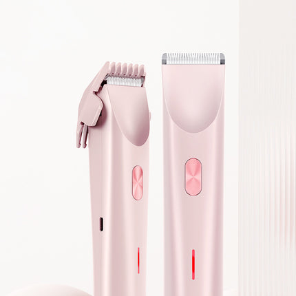 2-in-1 Electric Lady Shaver & Bikini Trimmer Dual Head Waterproof Wet & Dry Body Hair Remover Cordless Razor for Face Legs Underarms Pink