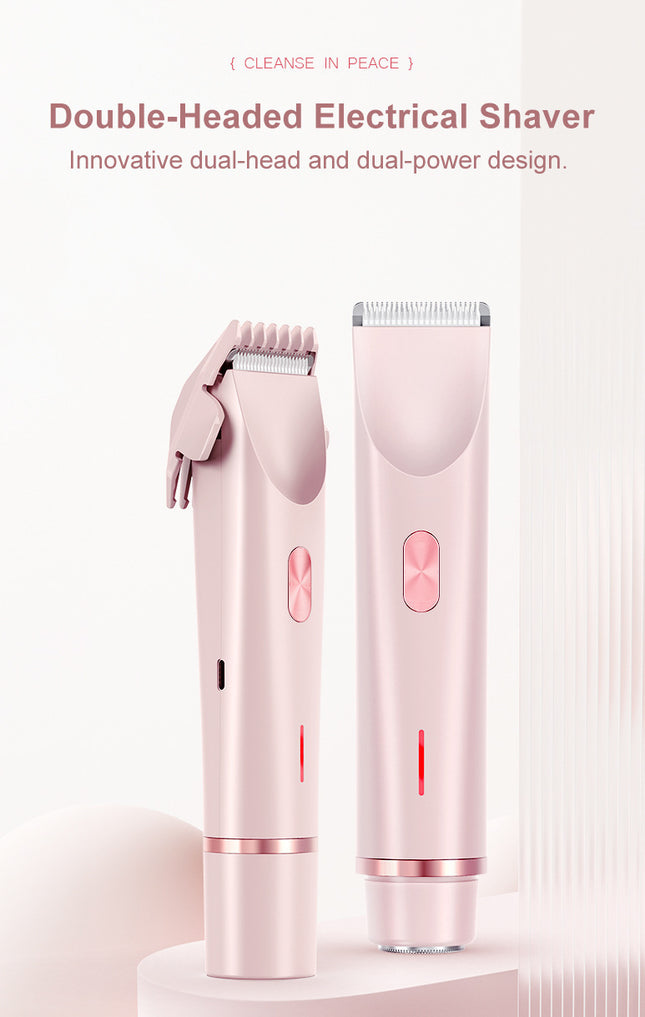 2-in-1 Electric Lady Shaver & Bikini Trimmer Dual Head Waterproof Wet & Dry Body Hair Remover Cordless – product detail