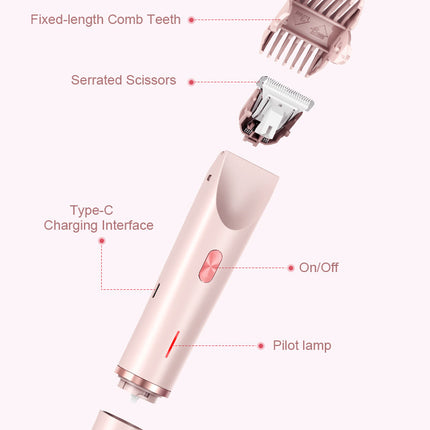 2-in-1 Electric Lady Shaver & Bikini Trimmer Dual Head Waterproof Wet & Dry Body Hair Remover Cordless Razor for Face Legs Underarms Purple