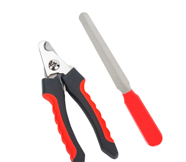Pet Nail Clippers & File Set for Small Dogs Cats Stainless Steel Claw Trimmer with Safety Guard Non-Slip