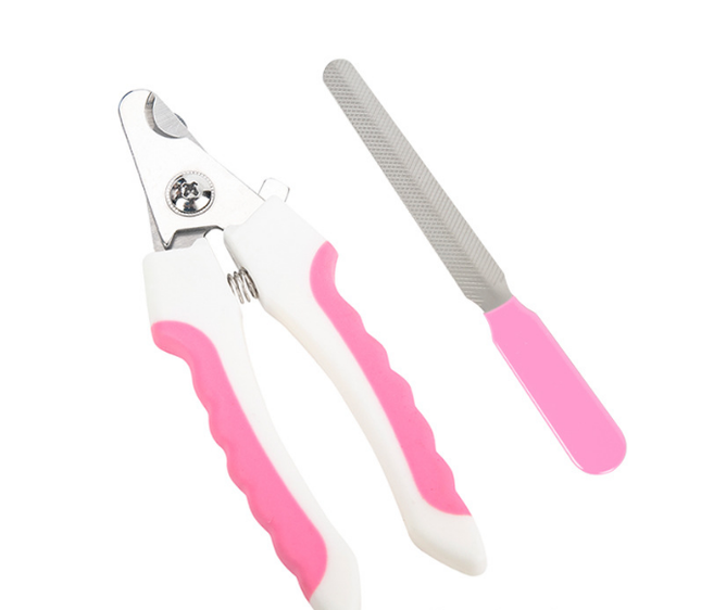 Pet Nail Clippers & File Set for Small Dogs Cats Stainless Steel Claw Trimmer with Safety Guard Non-Slip