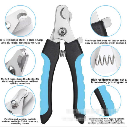 Pet Nail Clippers & File Set for Small Dogs Cats Stainless Steel Claw Trimmer with Safety Guard Non-Slip Handle Grooming Tool White & Pink