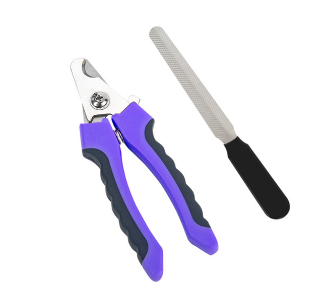 Pet Nail Clippers & File Set for Small Dogs Cats Stainless Steel Claw Trimmer with Safety Guard Non-Slip