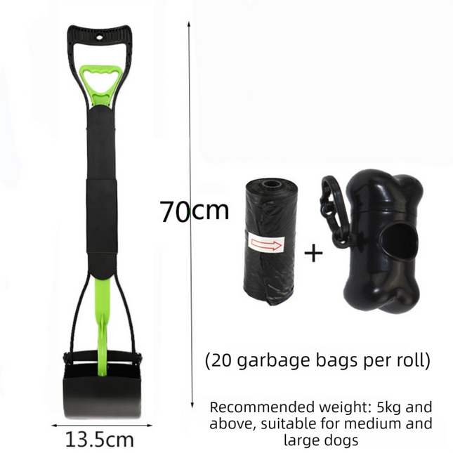 Extra Long 70cm Foldable Pet Pooper Scooper Heavy Duty Dog Waste Picker Jaw Clamp with Dispenser & Bags