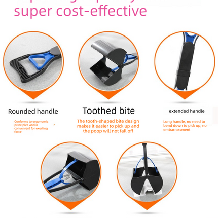 Super Long 80cm Foldable Pet Pooper Scooper Heavy Duty Dog Waste Picker No Bending Jaw Clamp with – product detail