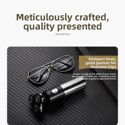 Electric Shaver for Men 3D Rotary Razor Wet and Dry Waterproof USB Rechargeable LED Display Travel Lock Gift Box Black
