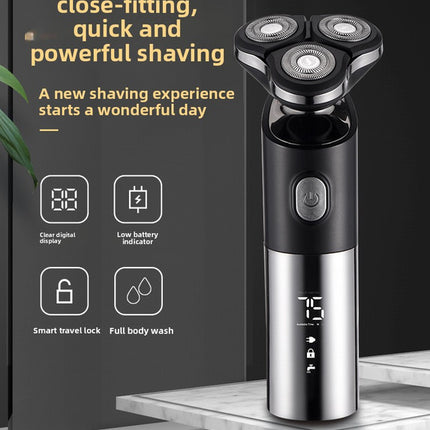 Electric Shaver for Men 3D Rotary Razor Wet and Dry Waterproof USB Rechargeable LED Display Travel Lock Gift Box Blue