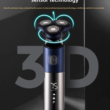 Electric Shaver for Men 3D Rotary Razor Wet and Dry Waterproof USB Rechargeable LED Display Travel Lock Gift Box Blue