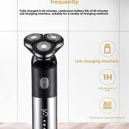 Electric Shaver for Men 3D Rotary Razor Wet and Dry Waterproof USB Rechargeable LED Display Travel Lock Gift Box Red