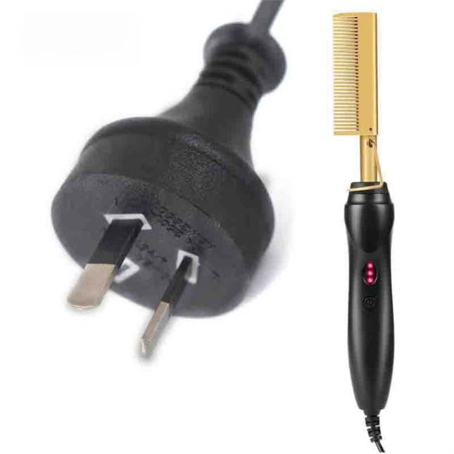 2-in-1 Electric Hot Comb Hair Straightener & Curler Titanium Alloy Heating Fast Heat Up Anti-Scald Pressing