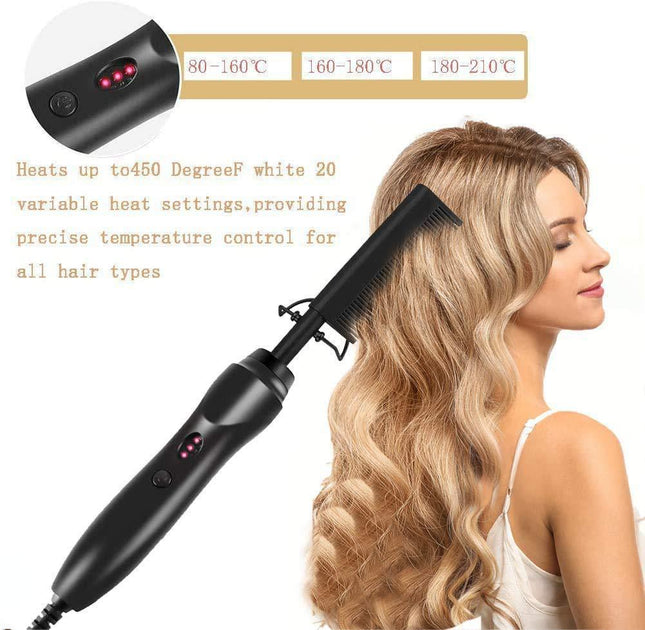 2-in-1 Electric Hot Comb Hair Straightener & Curler Titanium Alloy Heating Fast Heat Up Anti-Scald – product detail