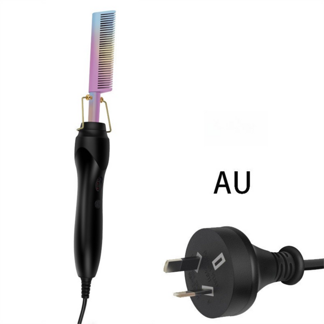 2-in-1 Electric Hot Comb Hair Straightener & Curler Titanium Alloy Heating Fast Heat Up Anti-Scald Pressing