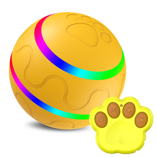Yellow Durable TPU Smart Interactive Electric Pet Toy Ball with Remote