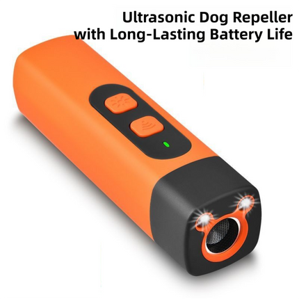 Portable Double-Head Mech Model Ultrasonic Dog Repeller & Trainer with LED Flashlight - Multi-Function Pet Safety Device for Outdoors