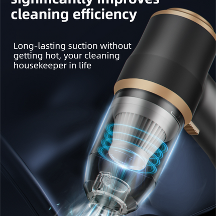 4-in1 Black Wireless Compact Handheld Car Vacuum Cleaner & Air Duster  with 5 Nozzles/Brushes- 15000 Pa Ultra-Powerful Blower/Suction Tool for Auto, Home & Office