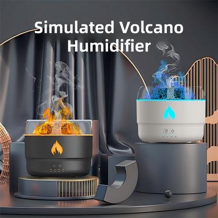 167 White Simulation Volcano Diffuser & Humidifier - Smart Timer Ultrasonic Mister with Volcano Lava Crack Shell and Colorful Light
