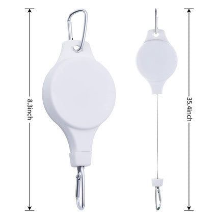 3PCS White Retractable Hanging Basket Pulley System & 3PCS Heavy Duty Stainless Steel S-Hooks Combo - Garden Plant Hanger(Max Load 5KG)