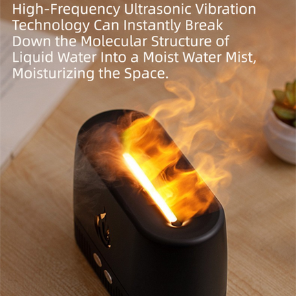 White 3D Simulation Flame Aroma Diffuser & Humidifier - Ultrasonic Desktop Mister with 7-Color LED Light and Automatic Scent Spray (200ML)