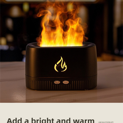 White 3D Simulation Flame Aroma Diffuser & Humidifier - Ultrasonic Desktop Mister with 7-Color LED Light and Automatic Scent Spray (200ML)