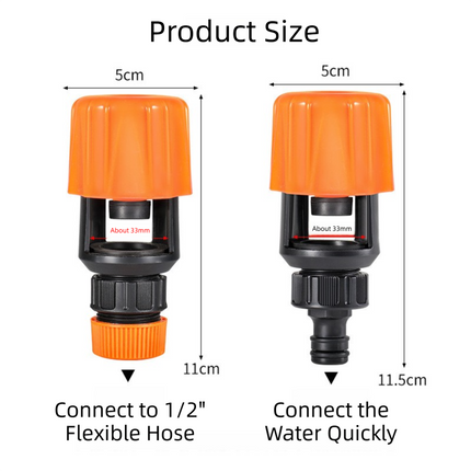 2-Pack Orange Universal Nipple Connector for Mixer Taps up to 3.3CM  -  Plastic Leak-Proof Hose Fitting, Kitchen & Garden Tap Adapter