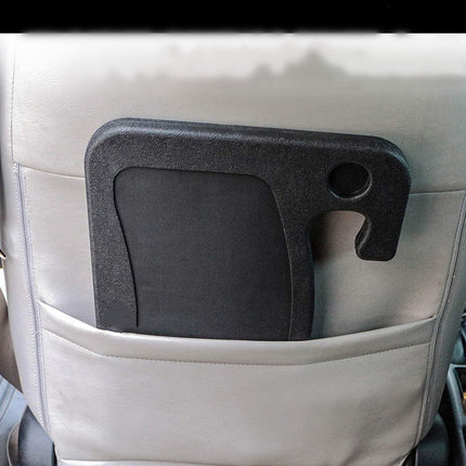 Grey Multi-Functional Car Steering Wheel Tray - Portable Auto Desk for Eating, Laptop, and Drink Holder (42x28CM)