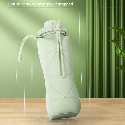 Blue Portable Food Grade Silicone Collapsible Sports Water Bottle 600ML - Folding down 80% , Low High Temperature Resistant