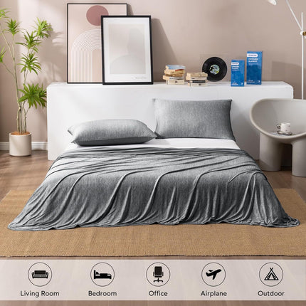 Blue Cooling Throw Blanket 100x150CM - Ultra Lightweight Breathable All-Season Quilt, Hand / Machine Washable