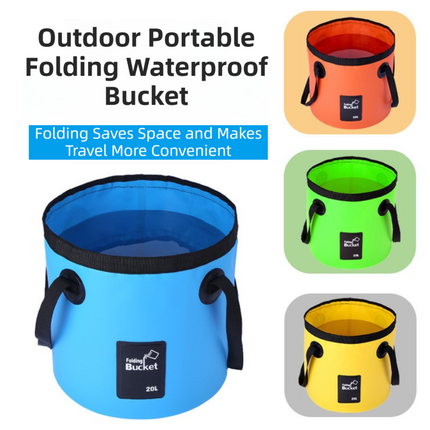 20L Yellow Outdoor PVC Folding Water Bucket - Portable Fishing Barrel, Camping Water Storage, Car Washing Bag