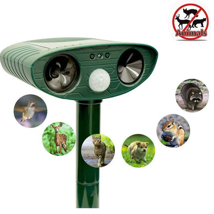 Model 703 Solar Powered Animal Repeller - Advanced Ultrasonic, Alarm & Flashing Light System