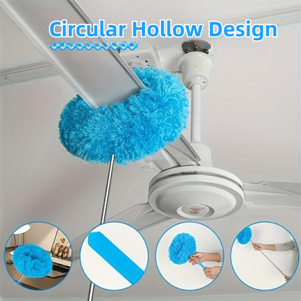 2-Pack Orange Telescopic Electrostatic Duster with 360° Hollow Ring Design - Fan Blade Cleaner, High Reach Dust Removal, Multi-Purpose