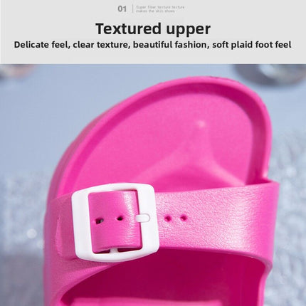 #36 Pink Thick Sole Buckle Slide Sandals(Fits Foot L 23 CM) - EVA Comfortable & Non-Slip Birkenstock Style Sandals for Casual Wear