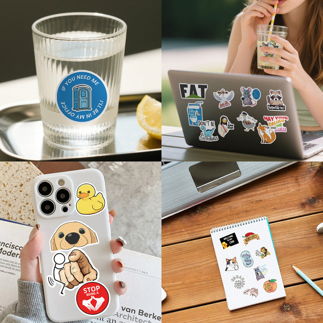 300 Pcs Prank Meme Graffiti Stickers Pack - Waterproof PVC Personalized Decals for Laptop, Luggage, Water Bottle DIY Decoration