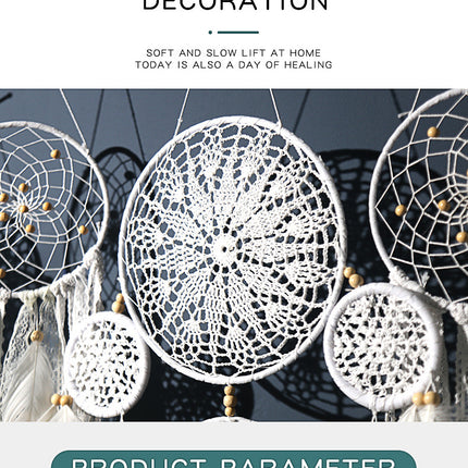 5-Piece Bohemian Handmade Dreamcatcher Wall Hanging Set (White) - Nordic Style Feather Room Decor with Premium Gift Box
