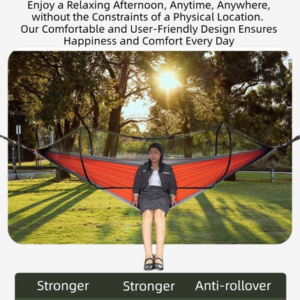 290 x 140CM Professional Nylon Hammock with Integrated Mosquito Net & Sunshade - 2-Person  Anti-Rollover Camping Swing with Heavy-Duty Installation Kit (Light Green)