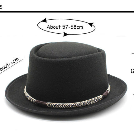 Grey Unisex Stylish Pure Woolen Short-Brimmed Fedora - Classic British Gentleman's Fedora with Curled Brim and Dimpled Top